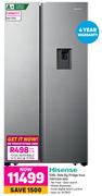 Hisense 516L Side By Fridge Inox H670SIA-WD