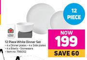 Always Home 12 Piece White Dinner Set