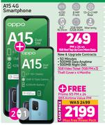 2 x Oppo A15 4G Smartphone-1GB Red Top Up Core More Data + On Promo 65