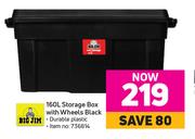 Big Jim 160L Storage Box With Wheels Black
