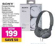 Sony Compact Folding On Ear Aux Headphones MDR-ZX110BCE