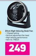 Logik 20cm High Velocity Desk Fan