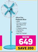 Logik 40cm Pedestal Fan Blue