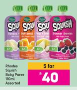 Rhodes Squish Baby Puree Assorted-For 5 x 110ml