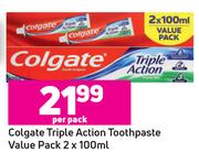 Colgate Triple Action Toothpaste Value Pack-2 x 100ml Per Pack