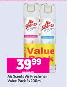 Air Scents Air Freshener Value Pack-2 x 200ml Per Pack