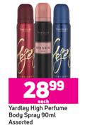 Yardley High Perfume Body Spray Assorted-90ml Each