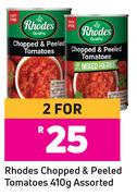 Rhodes Chopped & Peeled Tomatoes Assorted-For 2 x 410g