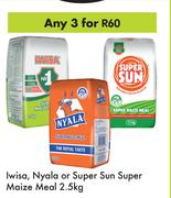Iwisa, Nyala Or Super Sun Super Maize Meal-For Any 3 x 2.5Kg