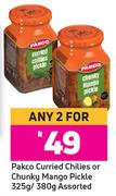 Pakco Curried Chillies Or Chunky Mango Pickle Assorted-For Any 2 x 325g/380g