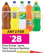 Fanta Orange, Sprite, Twist, Stoney Or Sparletta Assorted-For Any 2 x 1.5L