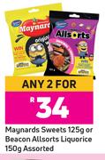 Maynards Sweets 125g Or Beacon Allsorts Liquorice 150g Assorted-For Any 2