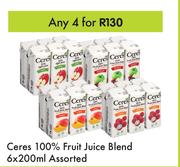 Ceres 100% Fruit Juice Blend Assorted-For Any 4 x 6 x 200ml