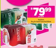 Hunters Dry Or Gold Cans-6 x 330ml Per Pack