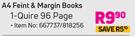 A4 Feint & Margin Books 1 Quire (96 Page)
