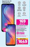2 x Tecno Spark 6 Go 4G Smartphone-On Red Flexi 125 + On Promo 65