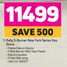 Defy 4 Burner New York Series Gas Stove