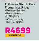 Hisense 264L Bottom Freezer Inox Fridge
