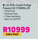 LG 301L Combi Fridge Freezer GC-F369NLJM