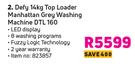 Defy 14Kg Top Loader Manhattan Grey Washing Machine DTL 160