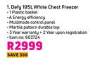 Defy 195L White Chest Freezer