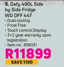 Defy 490L Side By Side Fridge WD DFF 447