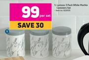 Lumoss 3 Pack White Marble Canisters Set-Per Set