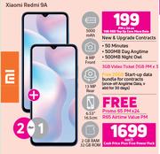2 x Xiaomi Redmi 9A-On 1GB Red Top Up Core More Data + On Promo 65