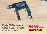 Ryobi 650W Impact Corded Drill PD-650