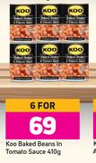 Koo Baked Beans In Tomato Sauce-For 6 x 410g