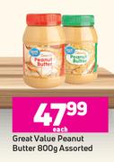 Great Value Peanut Butter Assorted-800g Each
