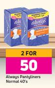 Always Pantyliners Normal-For 2 x 40's Pack