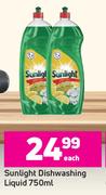Sunlight Dishwashing Liquid-750ml Each