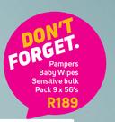 Pampers Baby Wiprs Sensitive Bulk Pack-9 x 56's Pack
