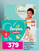 Pampers Active Mega Box Pants Or Premium Care Mega Box Assorted-Each