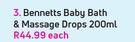 Bennetts Baby Bath & Massage Drops-200ml Each