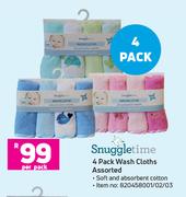 Snuggle Time 4 Pack Wash Cloths Assorted-Per Pack