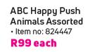ABC Happy Push Animals Assorted-Each