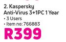 Kaspersky Anti Virus 3 + 1PC 1 Year