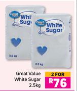 Great Value White Sugar-For 2 x 2.5Kg
