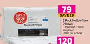 2 Pack Hollowfibre Pillows-45 x 70cm
