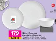 Always Home 12 Piece Stoneware Glazed White Dinner Set-Per Set