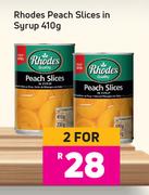 Rhodes Peach Slices In Syrup-For 2 x 410g