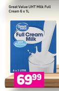 Great Value UHT Milk Full Cream-6 x 1Ltr