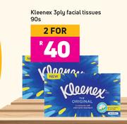Kleenex 3Ply Facial Tissues-For 2 x 90's Pack
