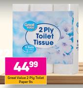 Great Value 2 Ply Toilet Paper-9's Pack