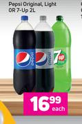 Pepsi Original, Light Or 7 Up-2Ltr Each