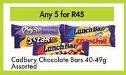 Cadbury Chocolate Bars Assorted-For Any 5 x 40/49g