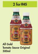 All Gold Tomato Sauce (Original)-For 2 x 500ml