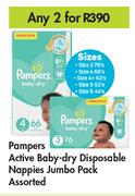 Pampers Active Baby Dry Disposable Nappies Jumbo Pack Assorted-For Any 2